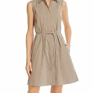 Theory Beige Striped Mini Dress